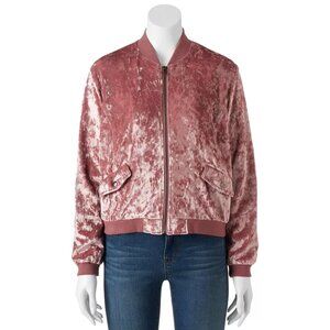 Cloud Chaser Velvet Bomber Jacket - Pale Pink, M